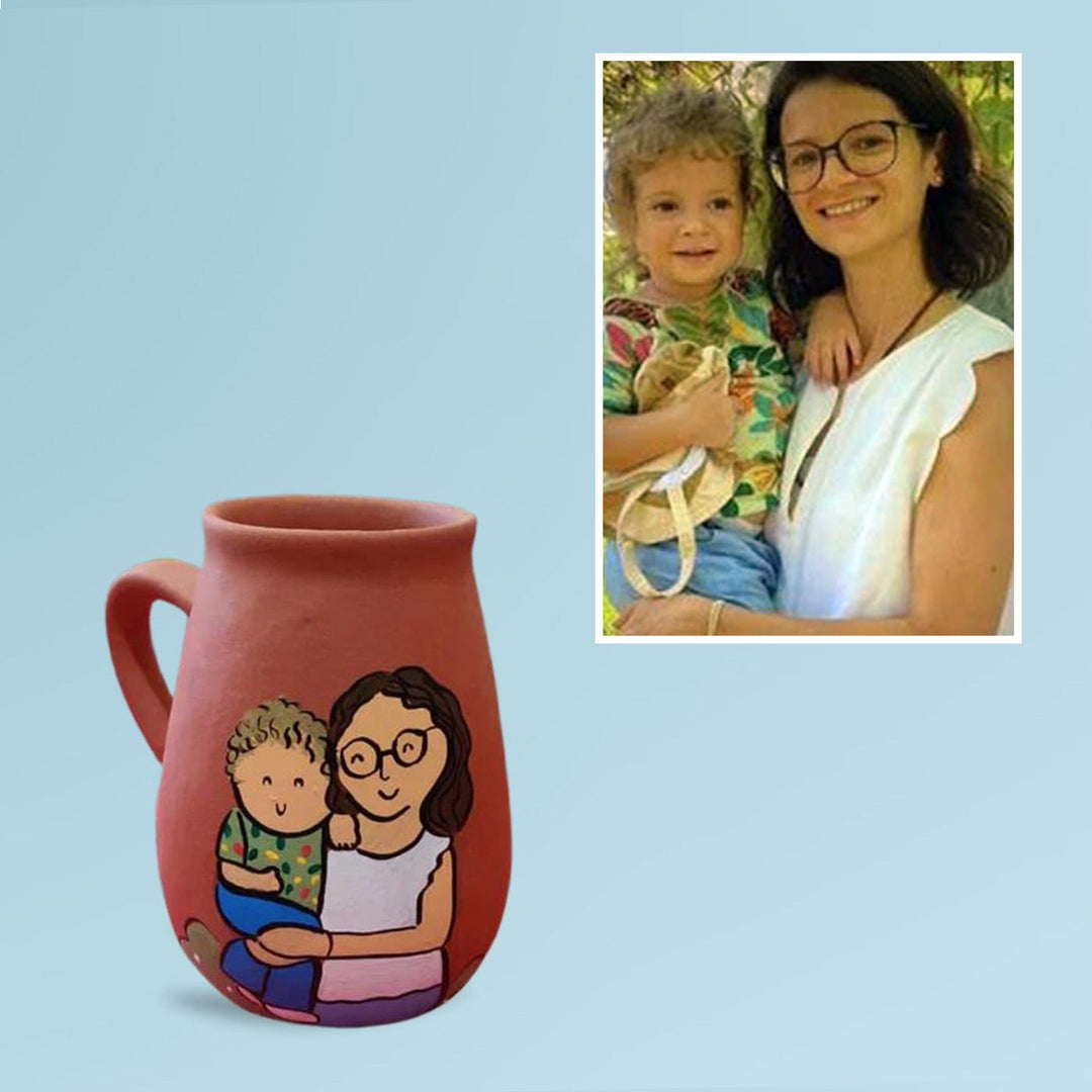 Personalised Terracotta Mugs with Photo Based Caricatures