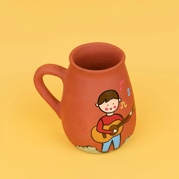 Handpainted Terracotta Mug With Singers / Musicians Avatar Illustrations