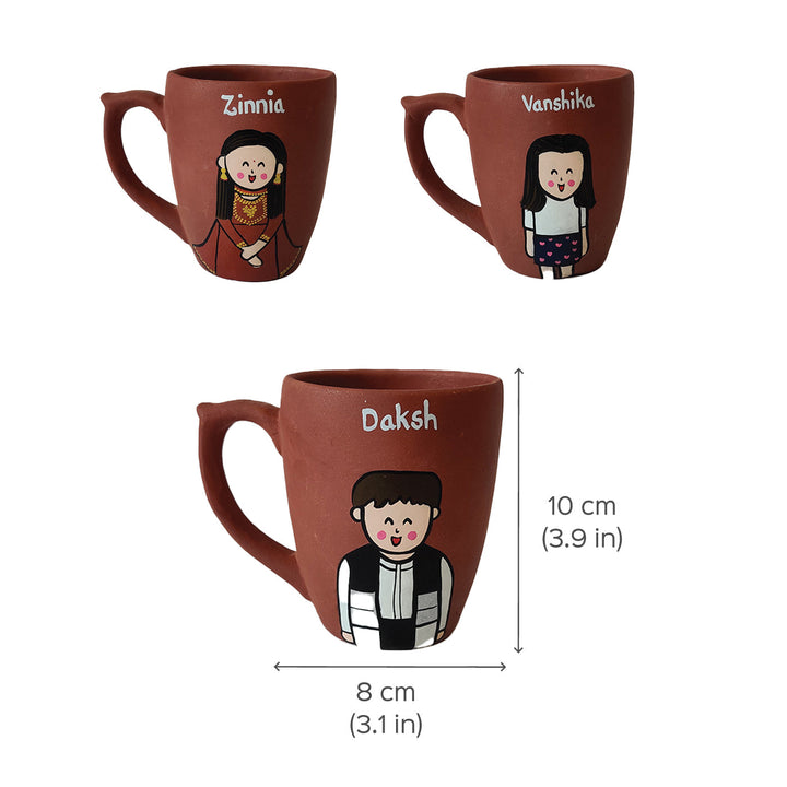 Handpainted Personalised 3D Terracotta Mug with Caricatures