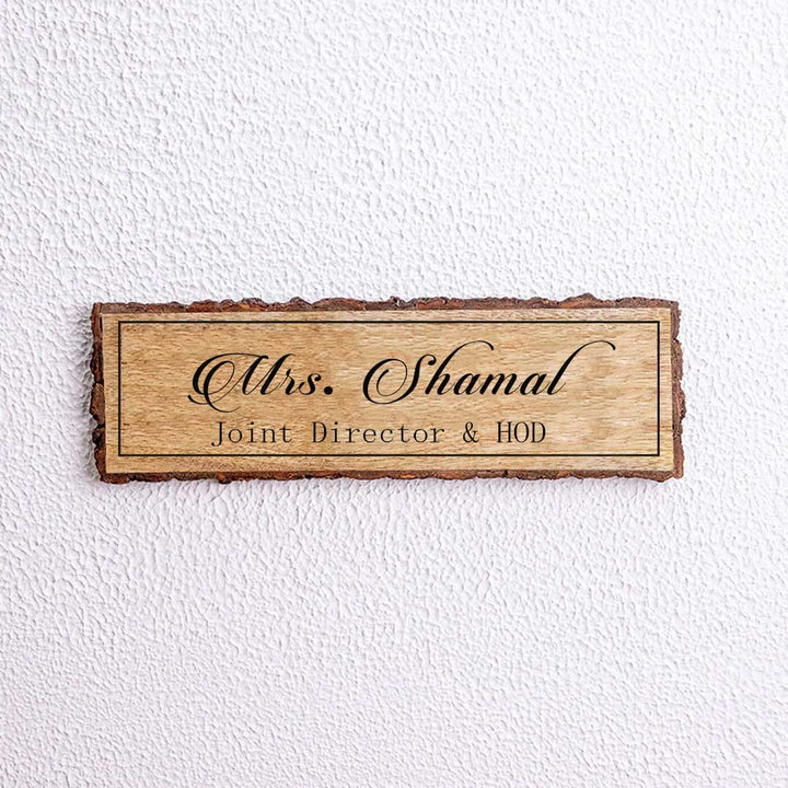 Handcrafted Mango Wood Personalized Name Plate For HOD