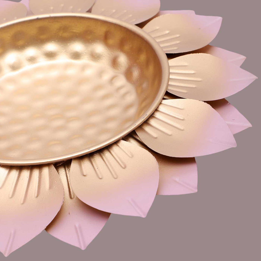 Handmade Hammered Baby Pink FLower Urli | Set of 3