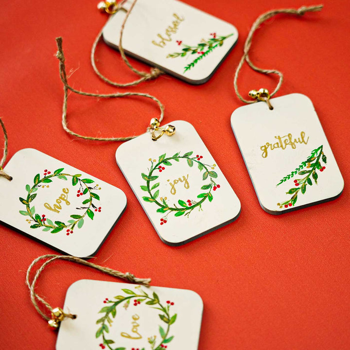 Hand-Painted Bohemian White Ornaments For Christmas Tree Decoration | Set Of 5