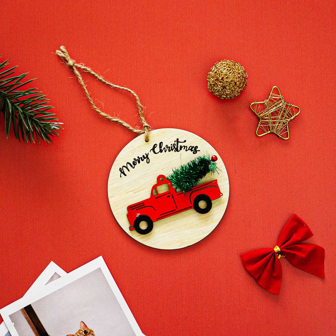 Hand-Painted "Bring Home Christmas Tree" Ornament For Christmas Tree Decoration