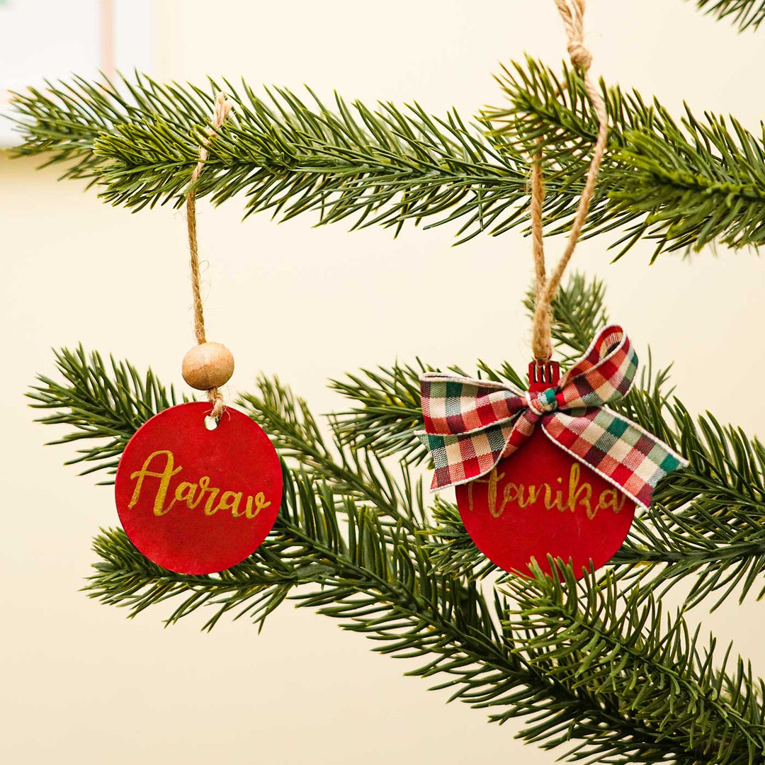 Hand-Painted Personalized His & Her Ornaments For Christmas Tree Decoration | Set Of 2