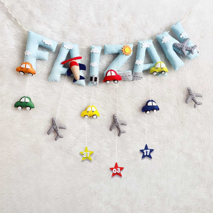 Handcrafted Personalized Cars Theme Bunting For Kids