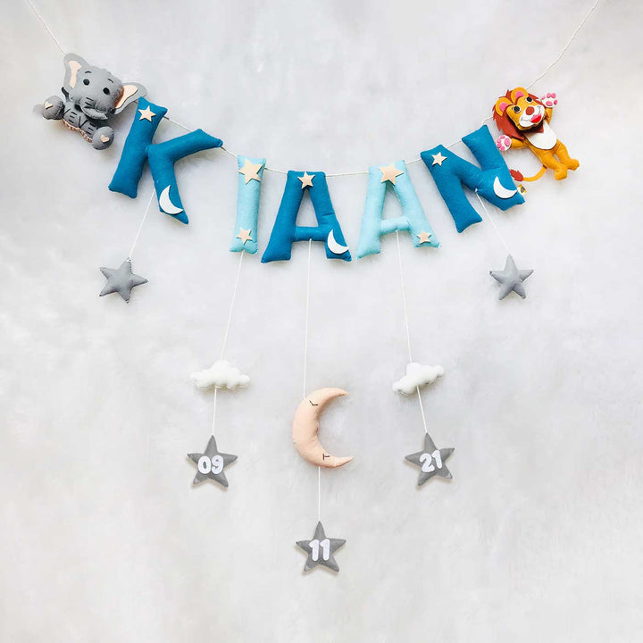 Handcrafted Personalized Ele & Lion Themed Bunting For Kids