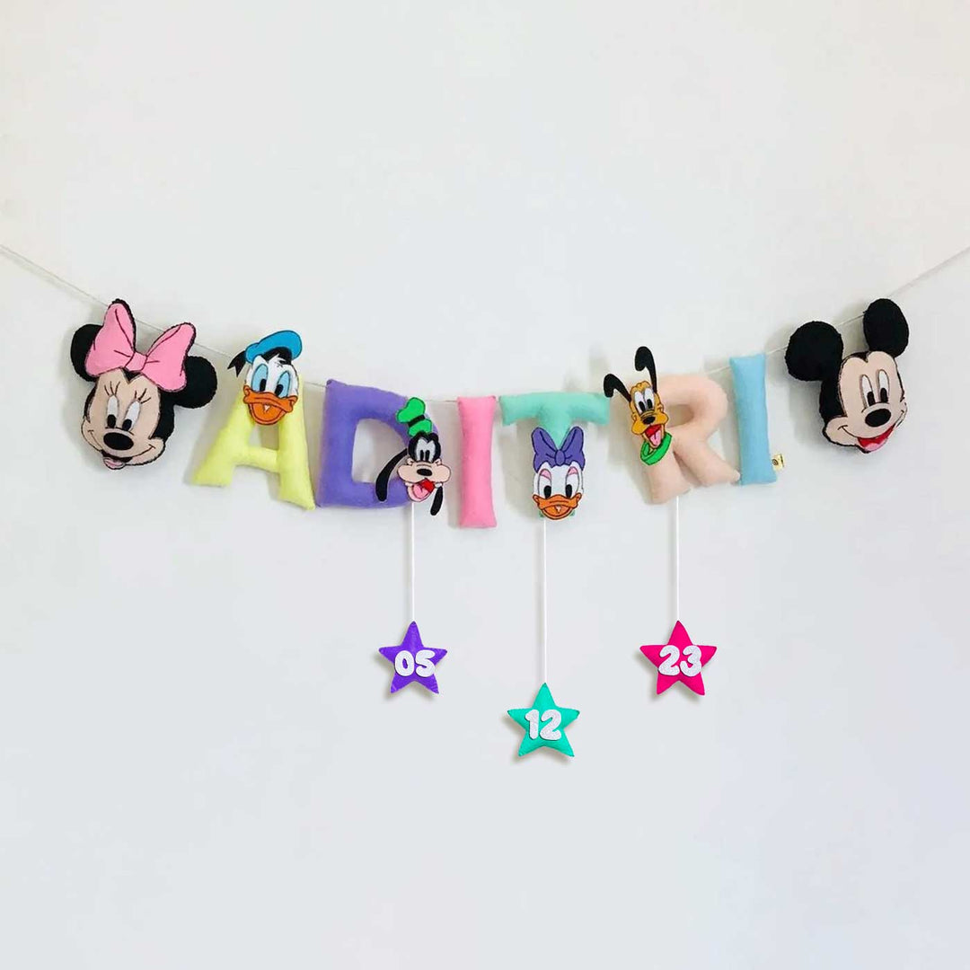 Handcrafted Personalized Mickey Themed Bunting For Kids