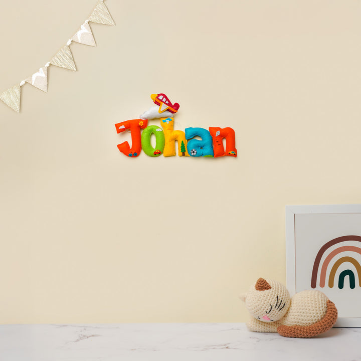 Personalized Transport Theme Felt Kids Name Plate