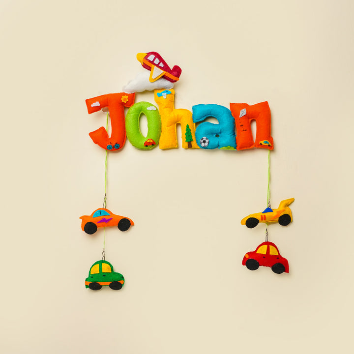 Personalized Vehicle Theme Felt Kids Name Plate