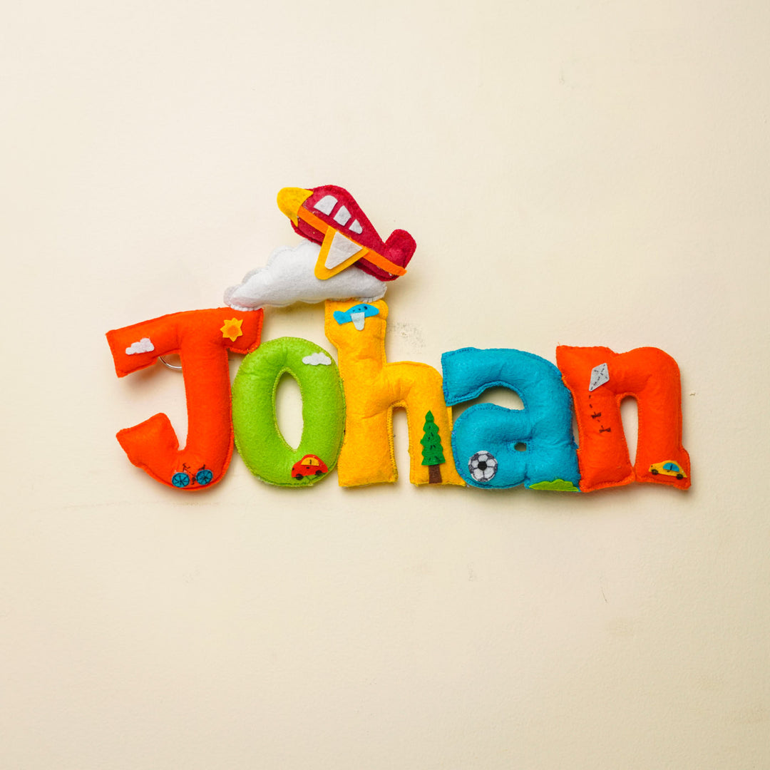 Personalized Transport Theme Felt Kids Name Plate