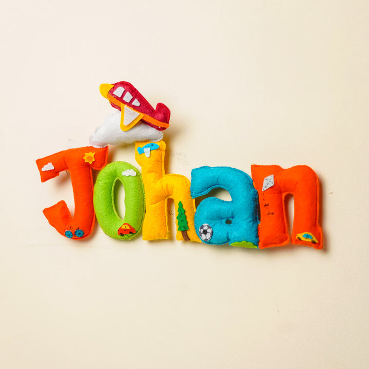 Personalized Transport Theme Felt Kids Name Plate