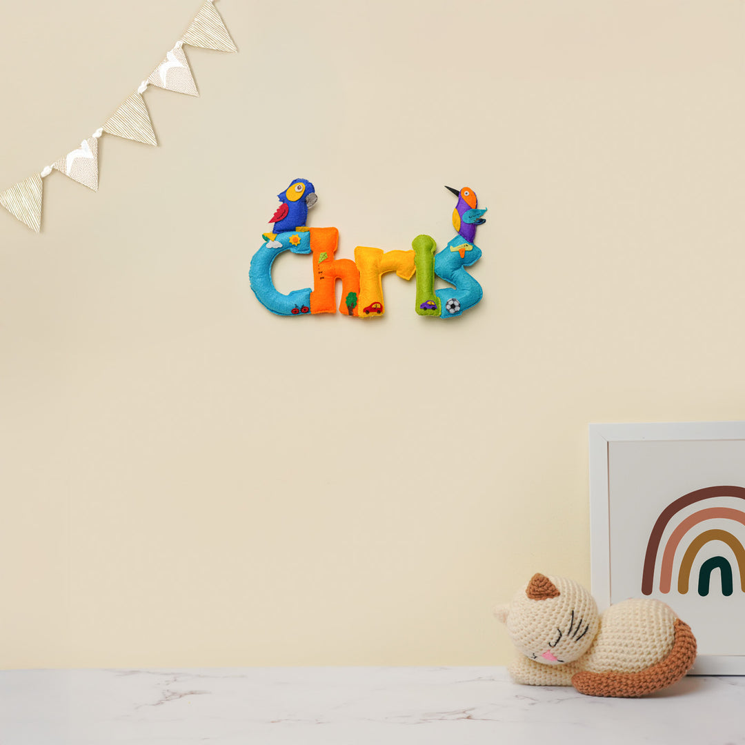 Personalized Birds Theme Felt Kids Name Plate