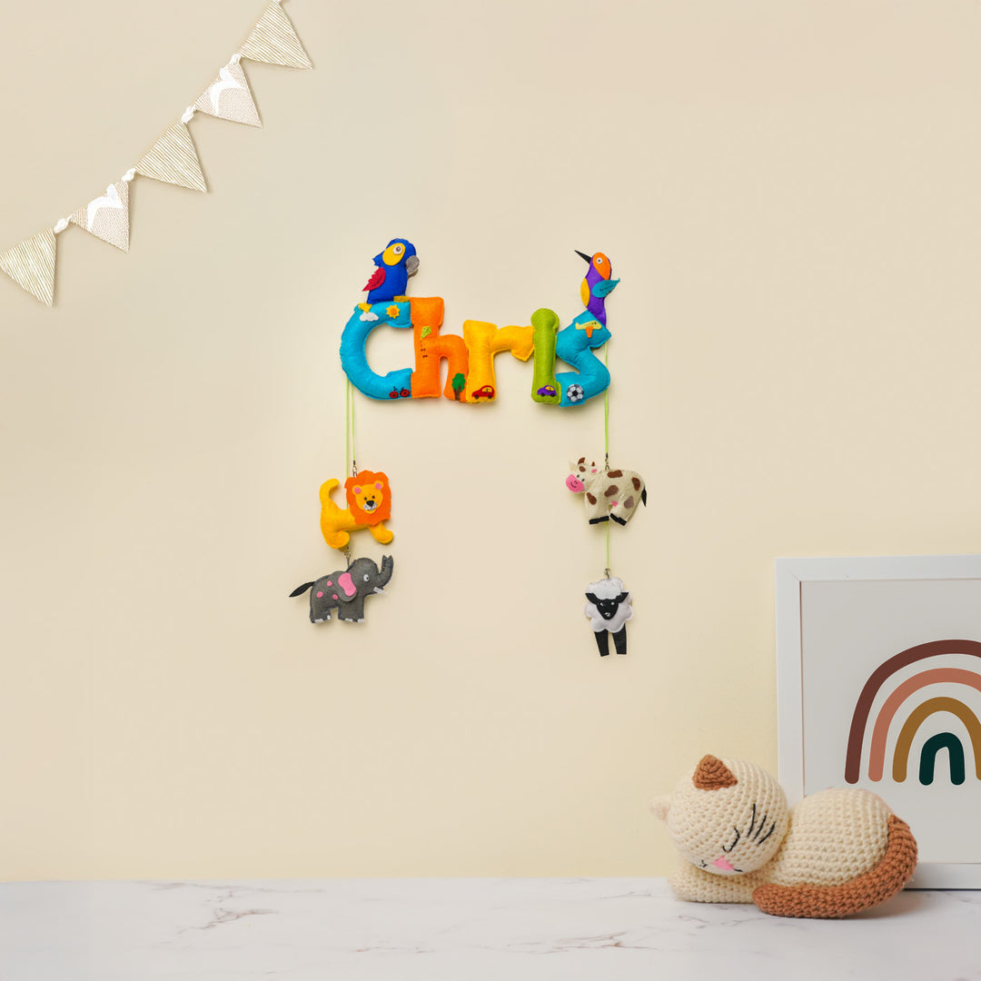 Personalized Animals Theme Felt Kids Name Plate