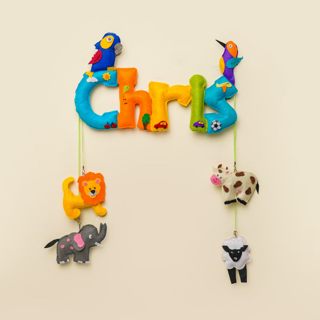 Personalized Animals Theme Felt Kids Name Plate