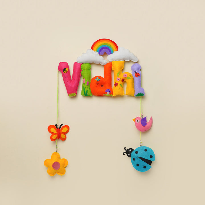 Personalized Rainbow & Garden Theme Felt Kids Name Plate