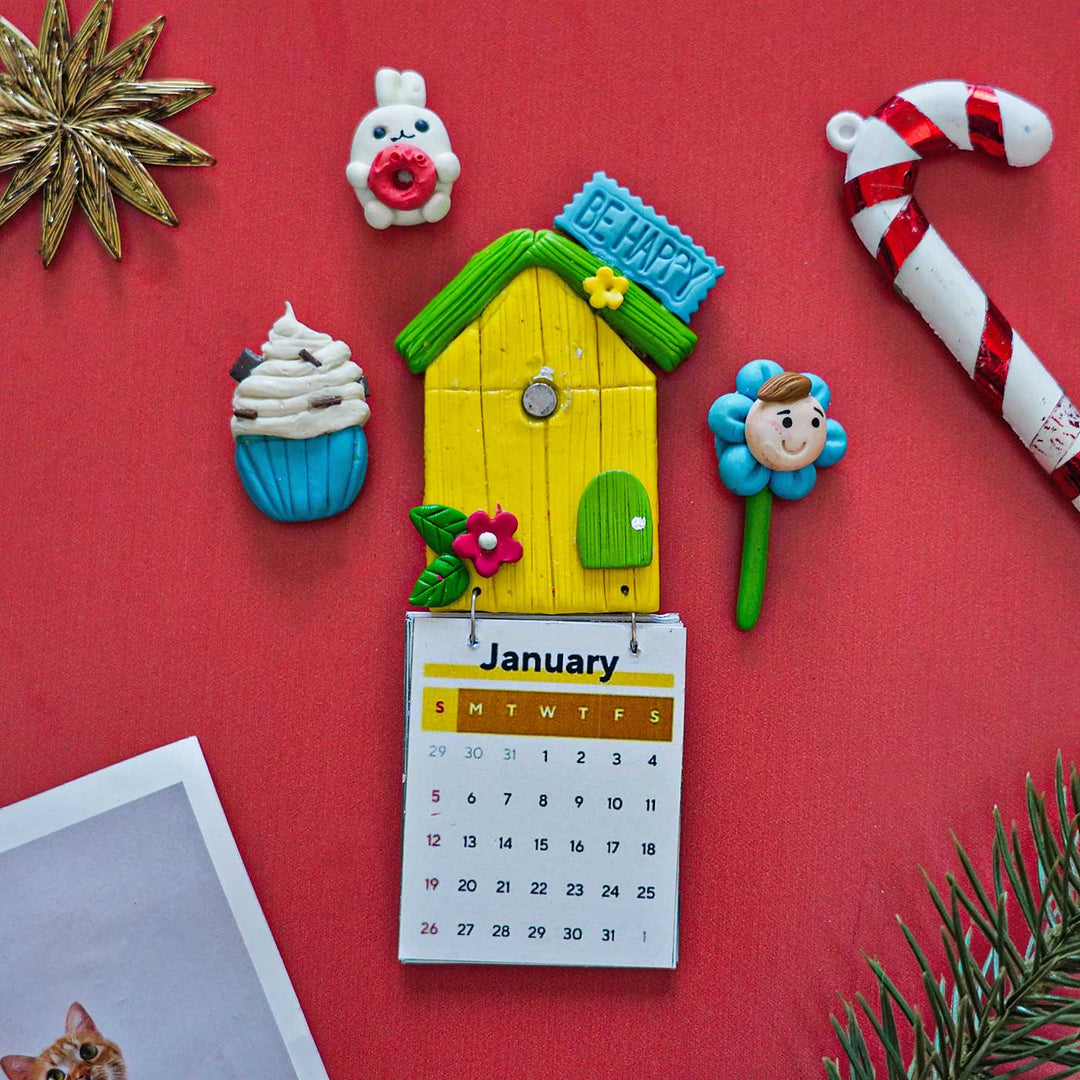 Handmade 2025 Clay Calendar Magnet