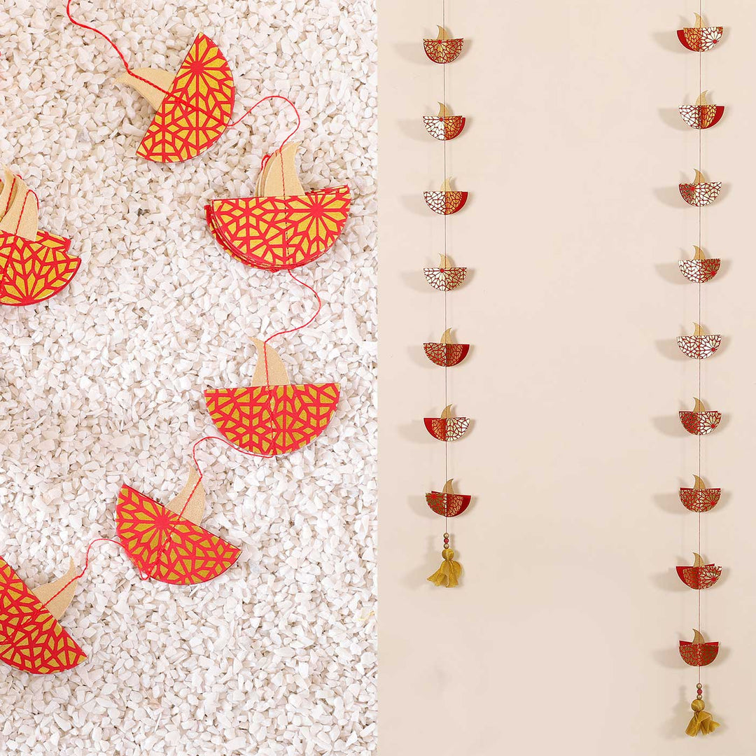 Handmade 3D Diya Paper Hanging | Set of 2