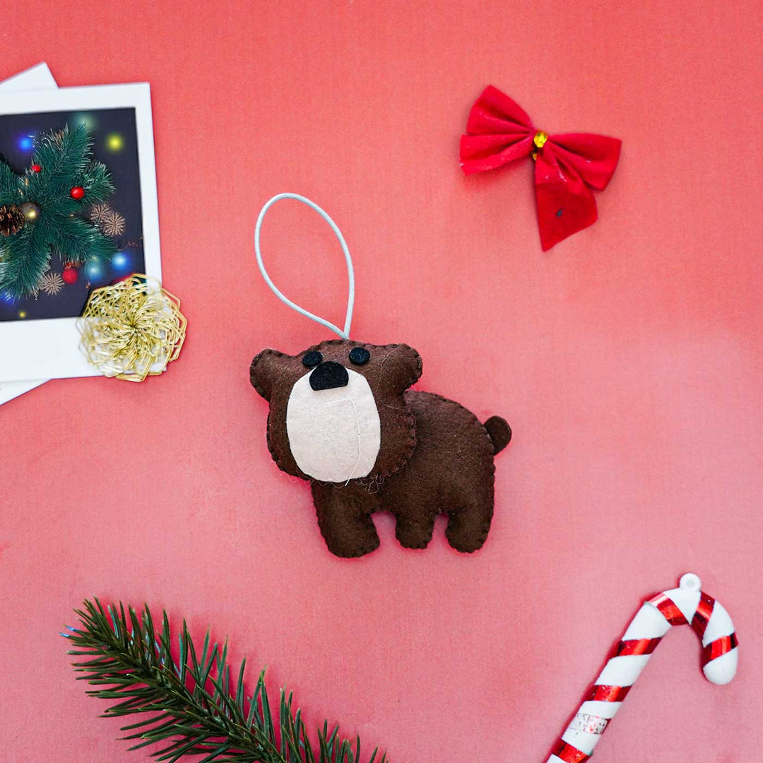 Handmade Bear Kids Felt Ornament For Christmas Tree Decoration | Set Of 2