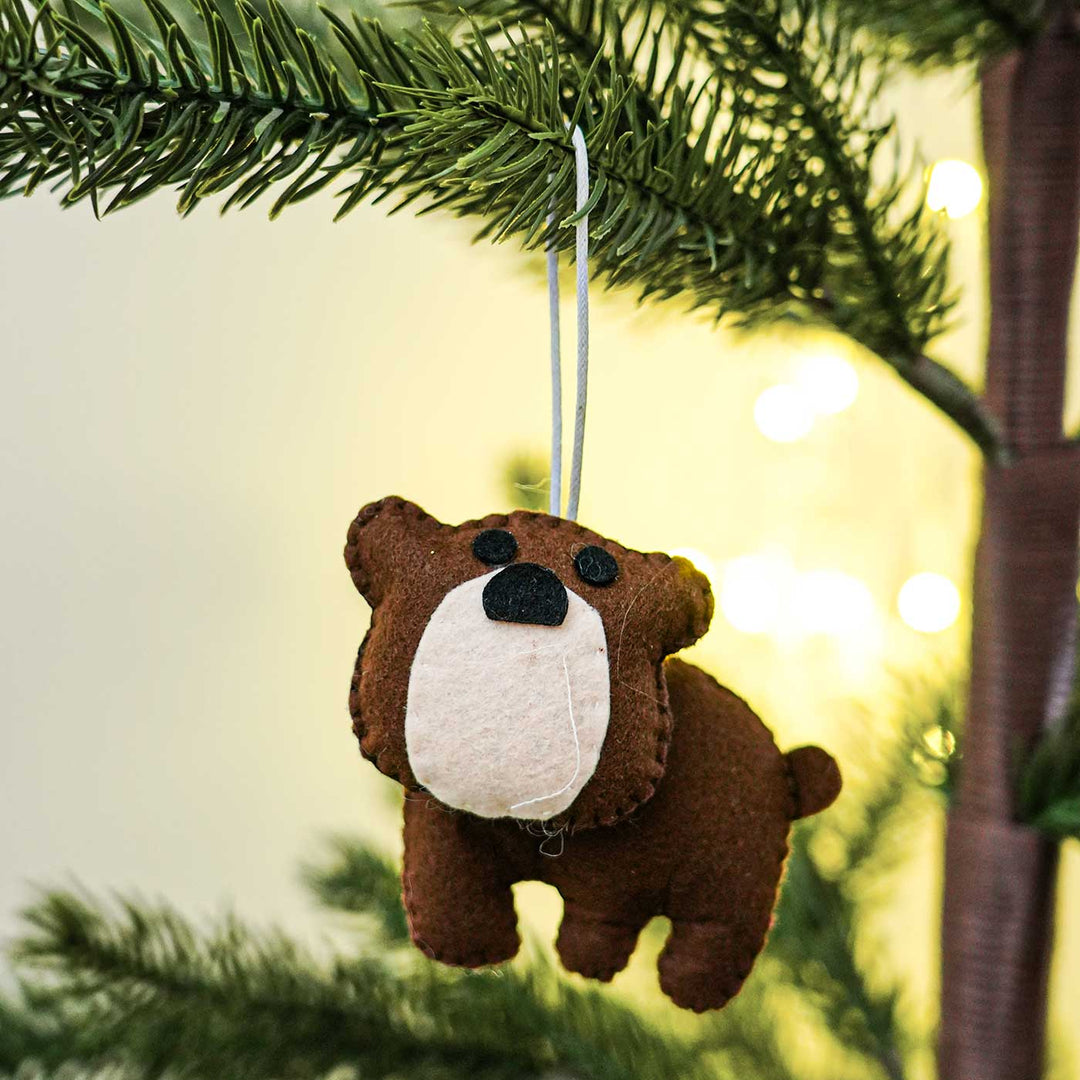 Handmade Bear Kids Felt Ornament For Christmas Tree Decoration | Set Of 2