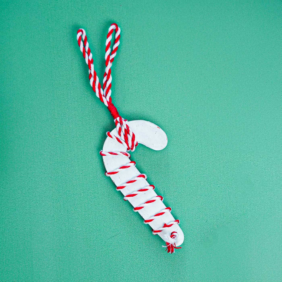 Handmade Candy Cane Terracotta Ornaments For Christmas Tree Decoration