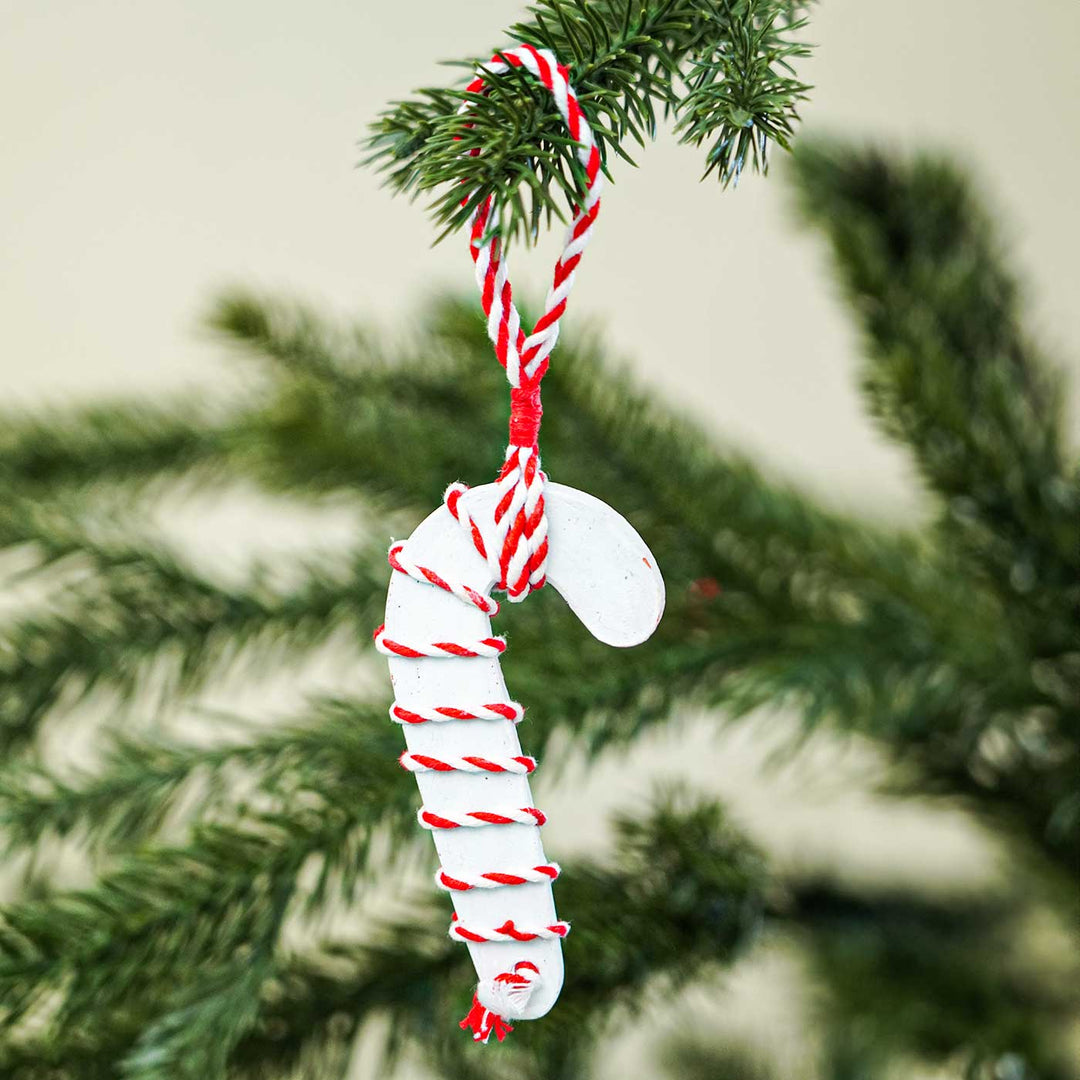 Handmade Candy Cane Terracotta Ornaments For Christmas Tree Decoration