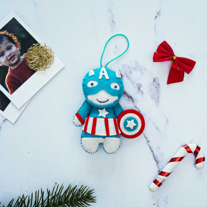 Handmade Captain America Kids Felt Ornament For Christmas Tree Decoration