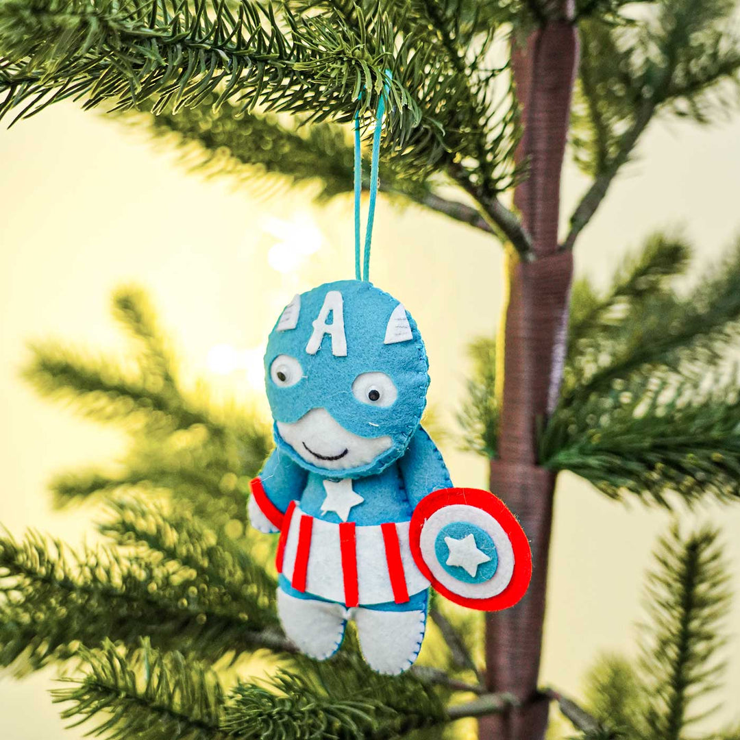 Handmade Captain America Kids Felt Ornament For Christmas Tree Decoration