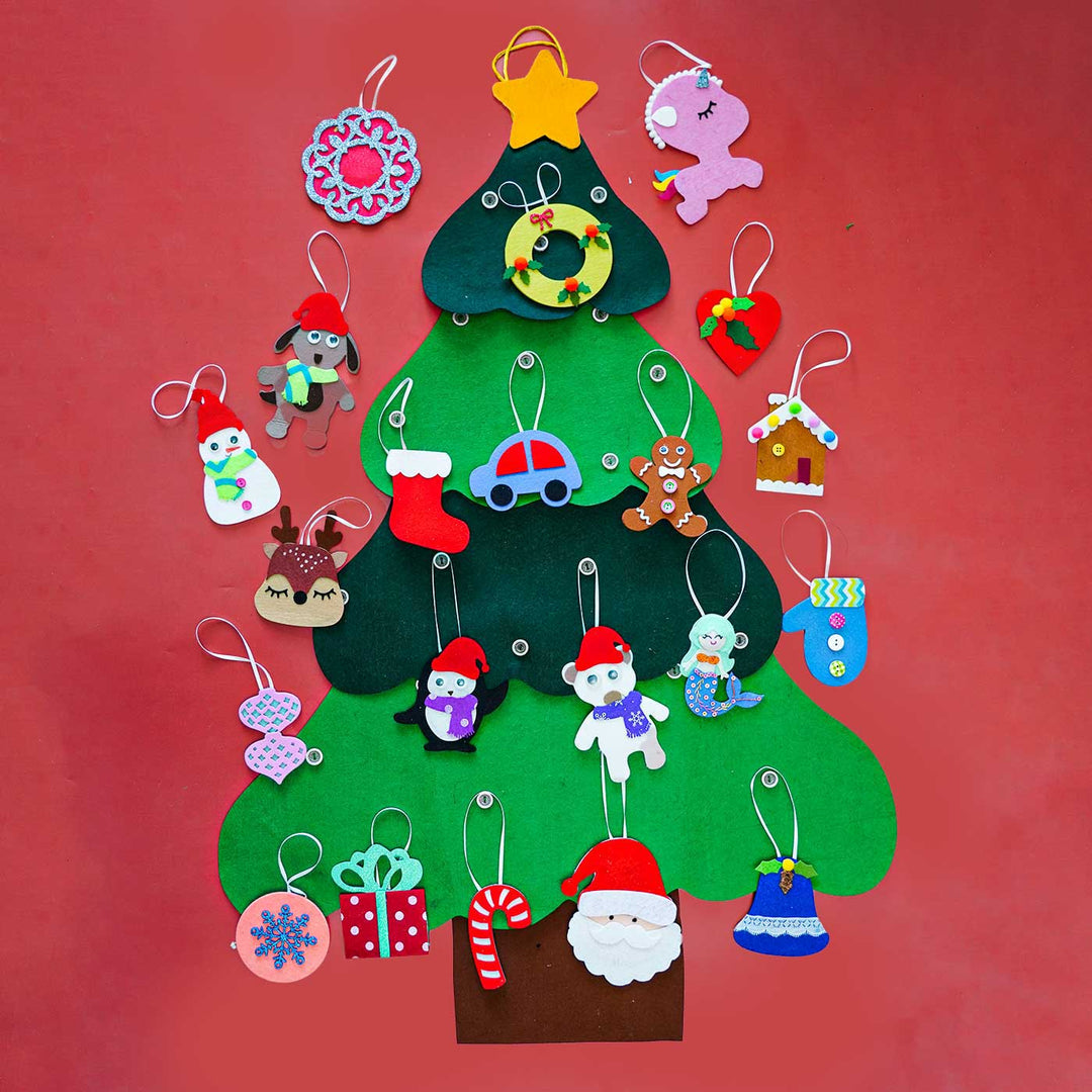 Handmade Christmas Tree & Ornamnets Felt Activity Kit For Kids | Set Of 28