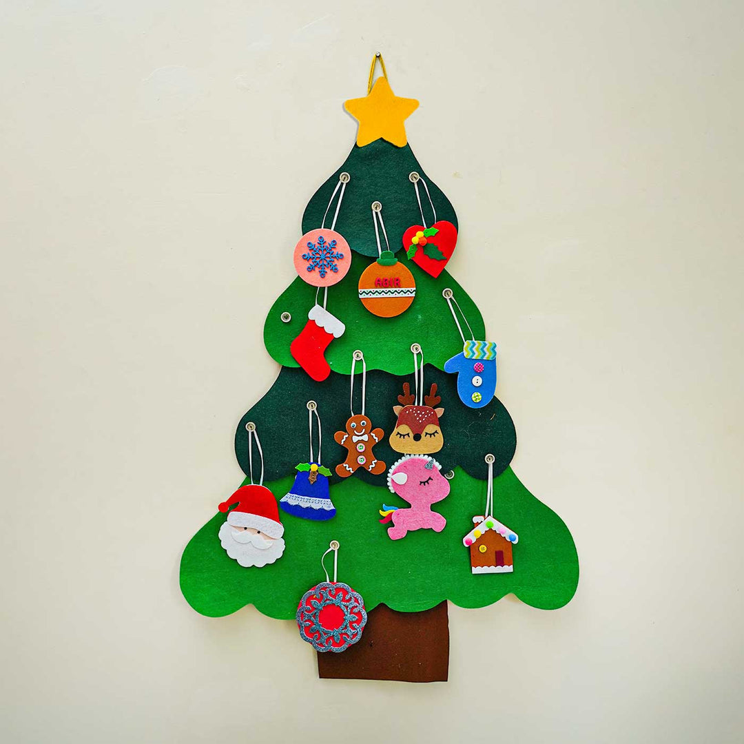 Handmade Christmas Tree & Ornamnets Felt Activity Kit For Kids | Set Of 28