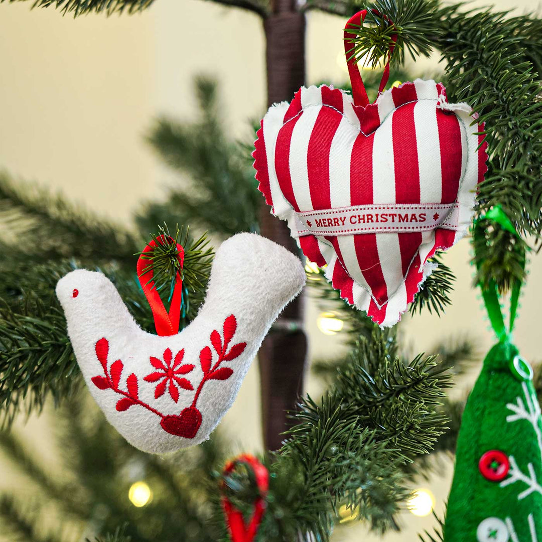 Handmade Cotton Ornaments For Christmas Tree Decoration | Set Of 11