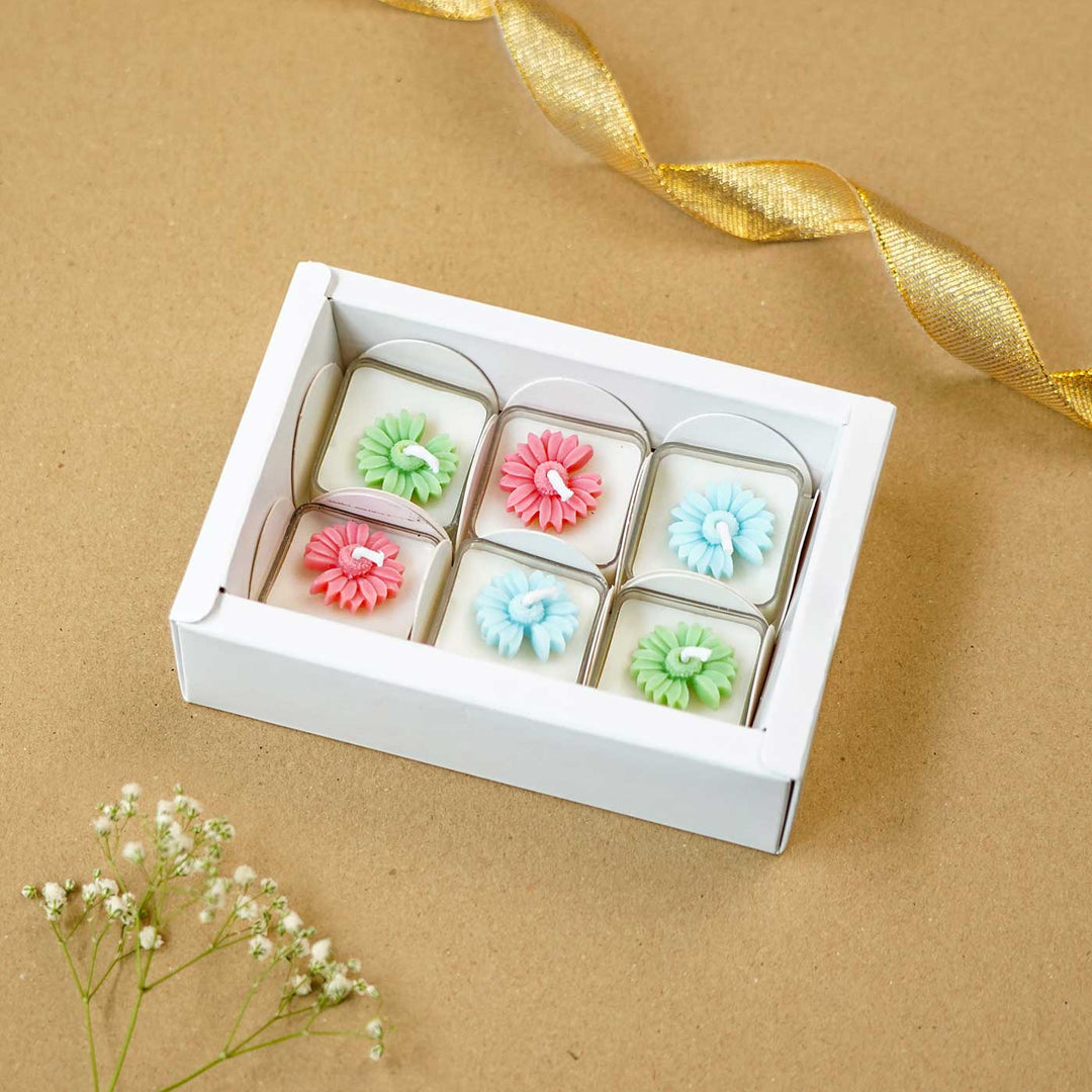 Festive Tealight Soy Wax Square Candles I Set of 6