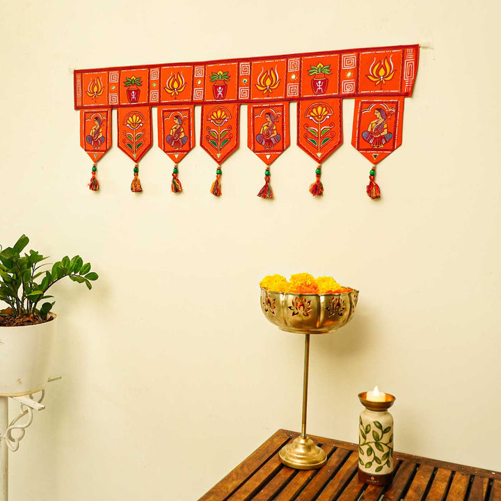 Handmade Decorative Bengal Pattachitra Orange Toran