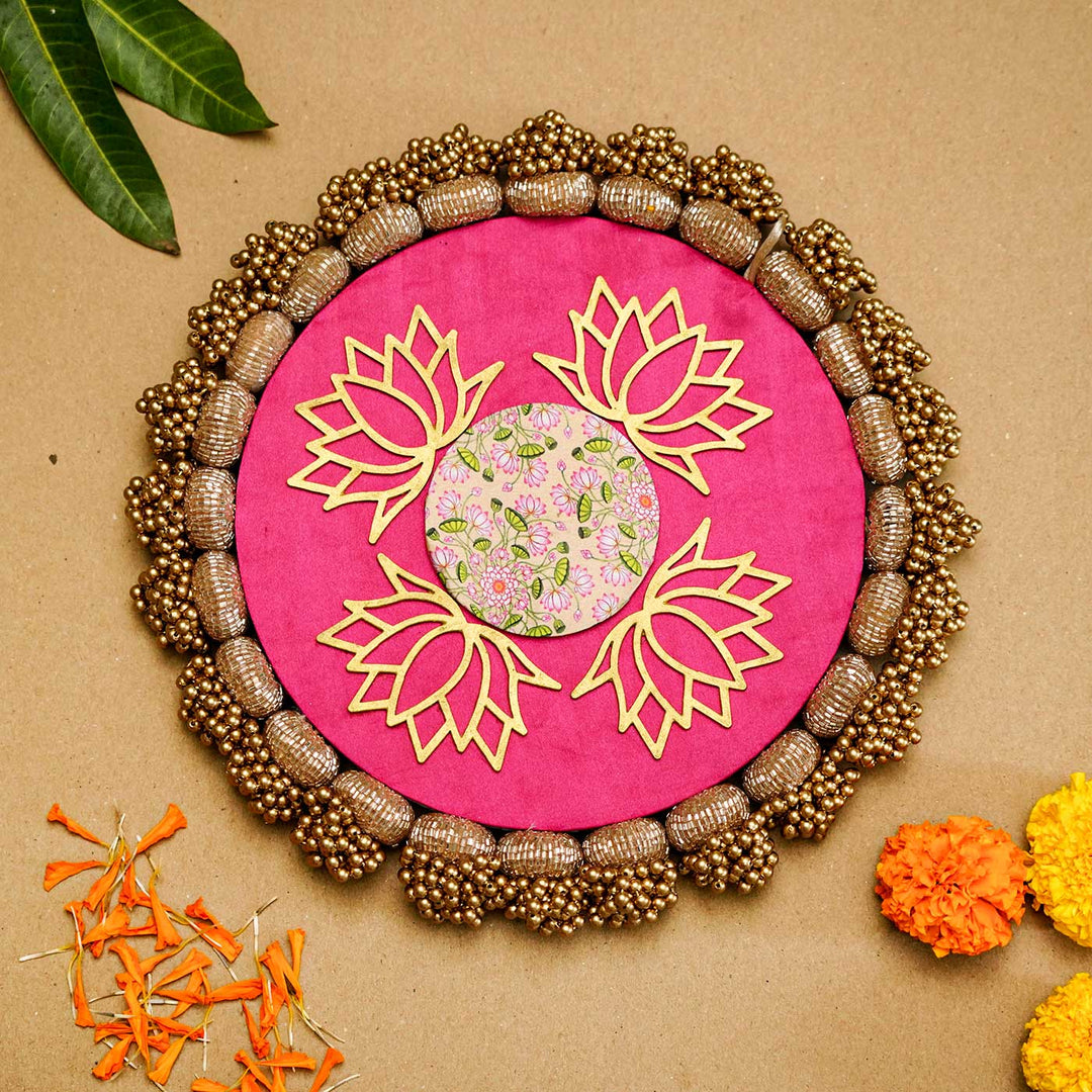 Handmade Diwali Rangoli Solid Rani Pink OG Inflorescence Divine Hanging