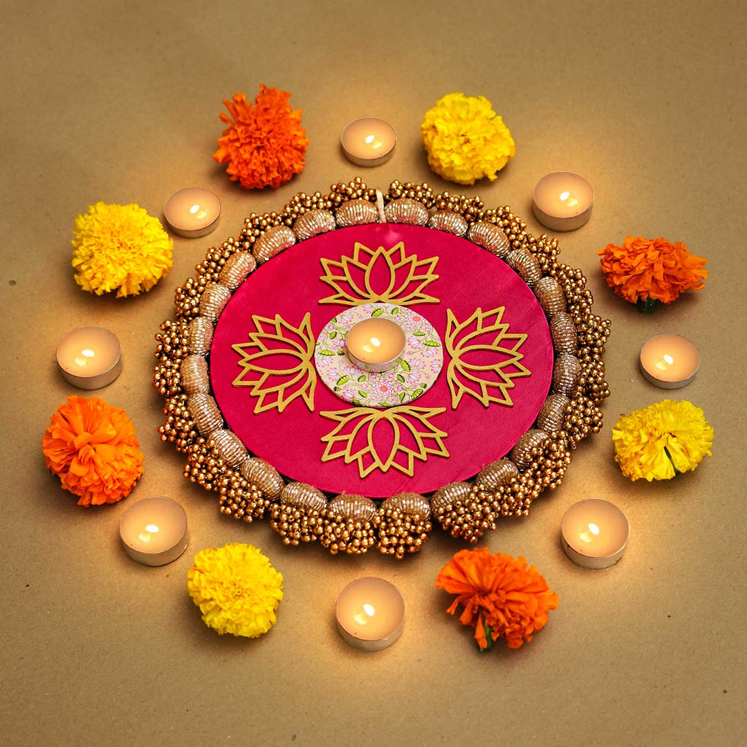 Handmade Diwali Rangoli Solid Rani Pink OG Inflorescence Divine Hanging