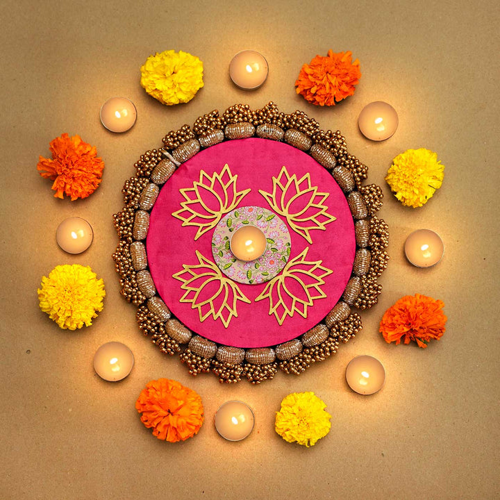 Handmade Diwali Rangoli Solid Rani Pink OG Inflorescence Divine Hanging