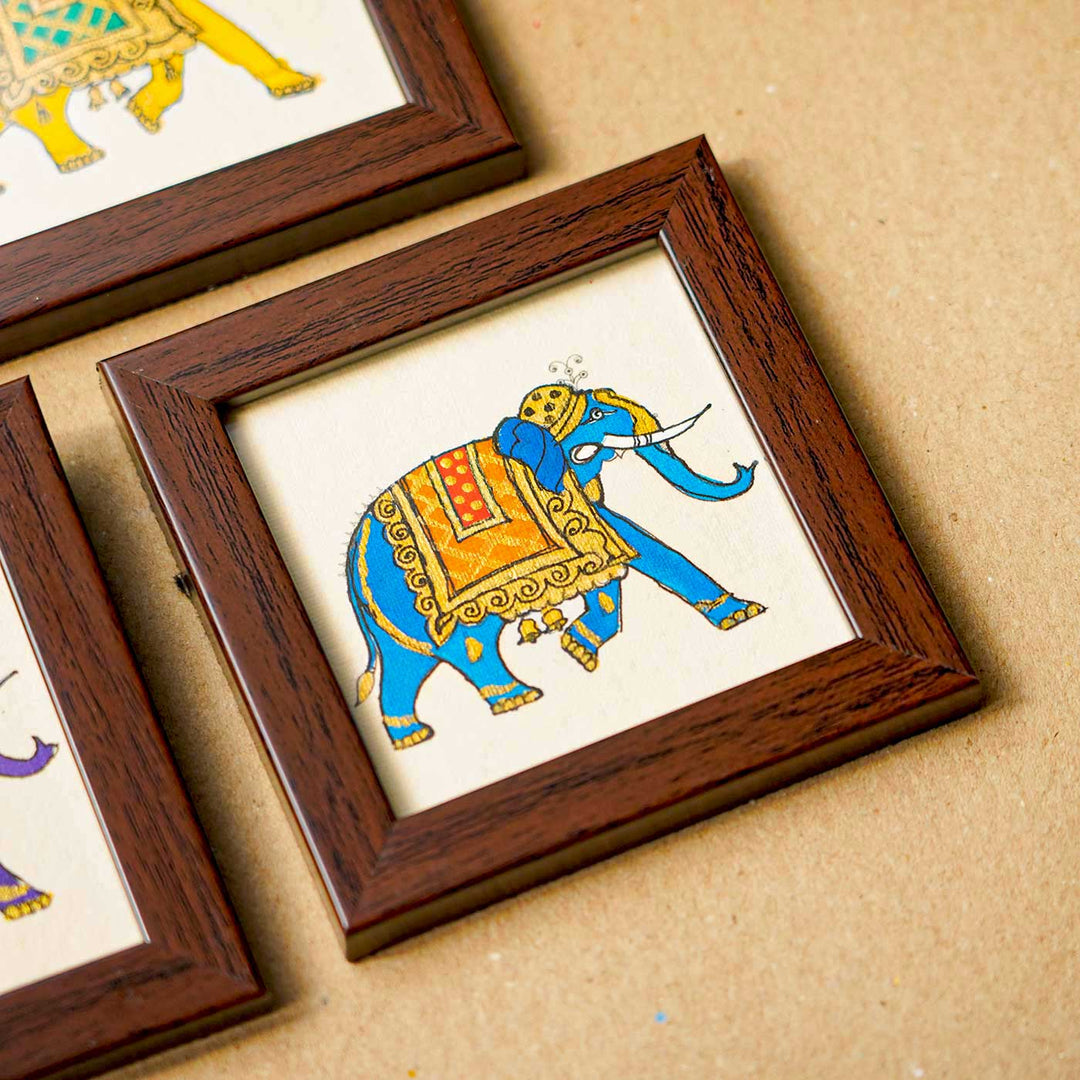 Handmade Elephant Theme Tea Coasters | Set of 4