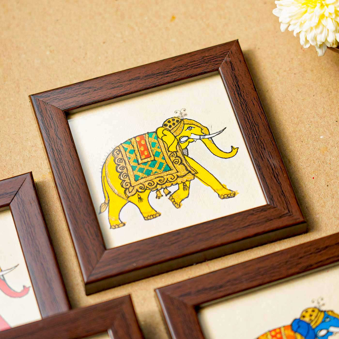 Handmade Elephant Theme Tea Coasters | Set of 4