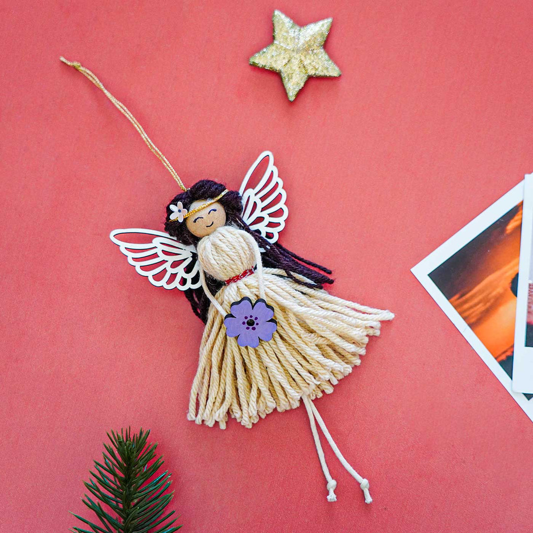 Handmade Fairy Macrame Cotton Ornament For Christmas Tree Decoration