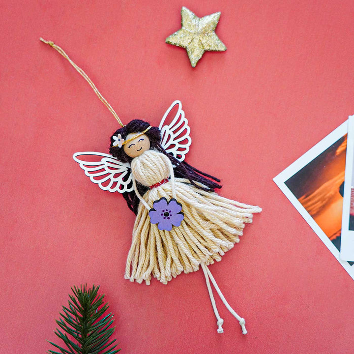 Handmade Fairy Macrame Cotton Ornament For Christmas Tree Decoration