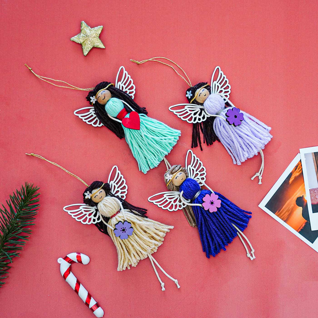 Handmade Fairy Macrame Cotton Ornament For Christmas Tree Decoration