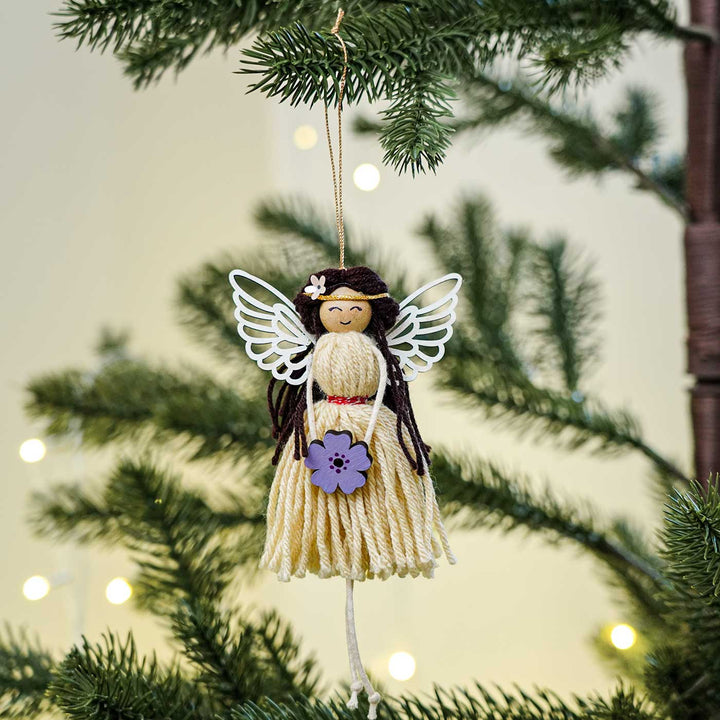 Handmade Fairy Macrame Cotton Ornament For Christmas Tree Decoration