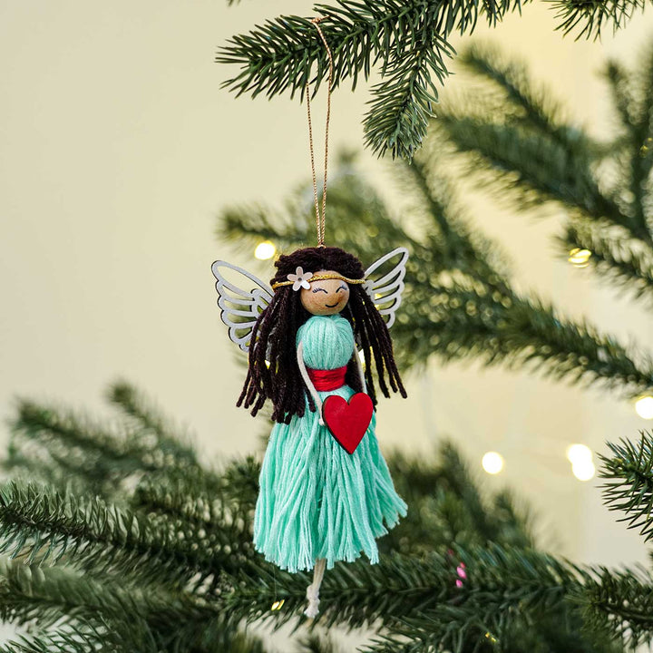 Handmade Fairy Macrame Cotton Ornament For Christmas Tree Decoration