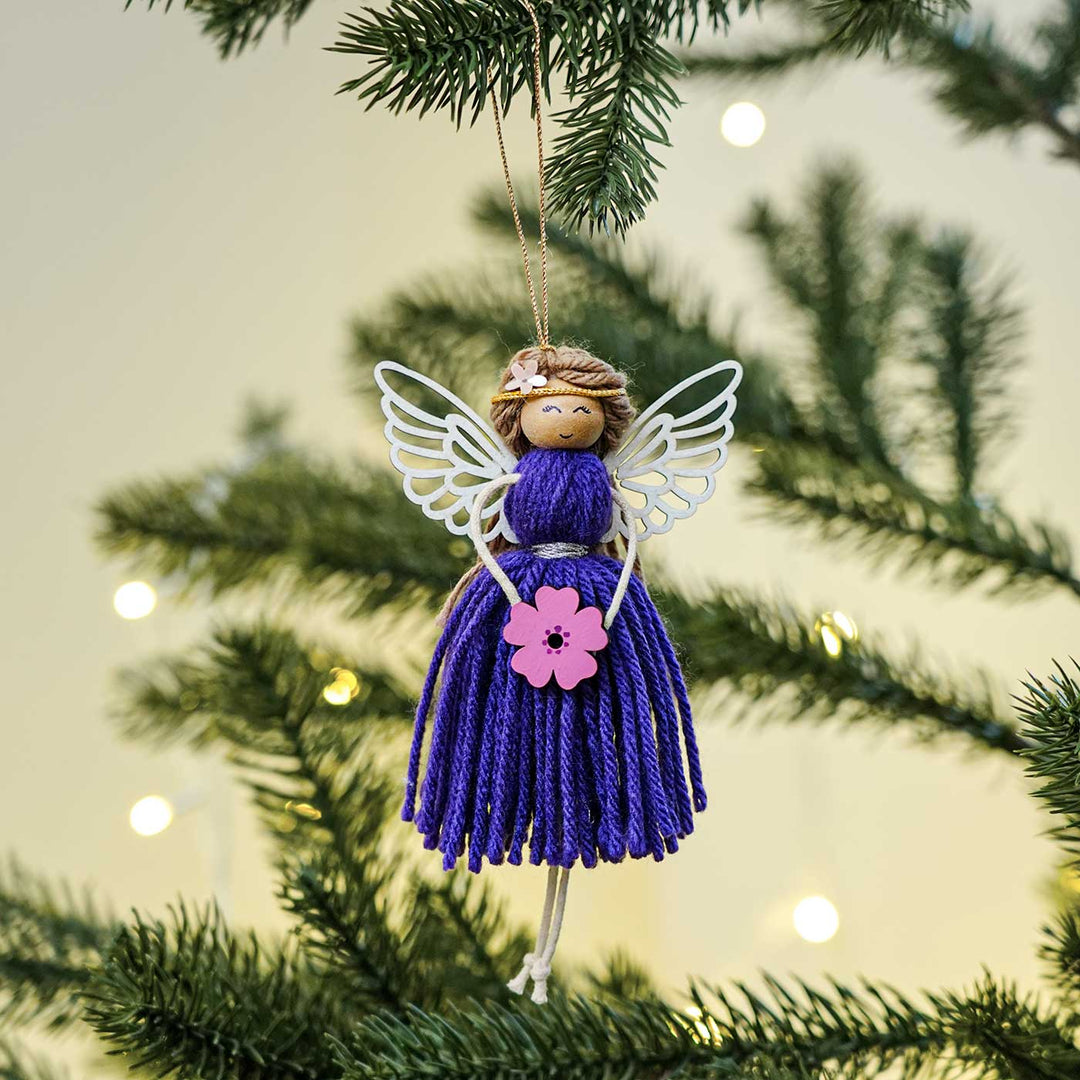 Handmade Fairy Macrame Cotton Ornament For Christmas Tree Decoration