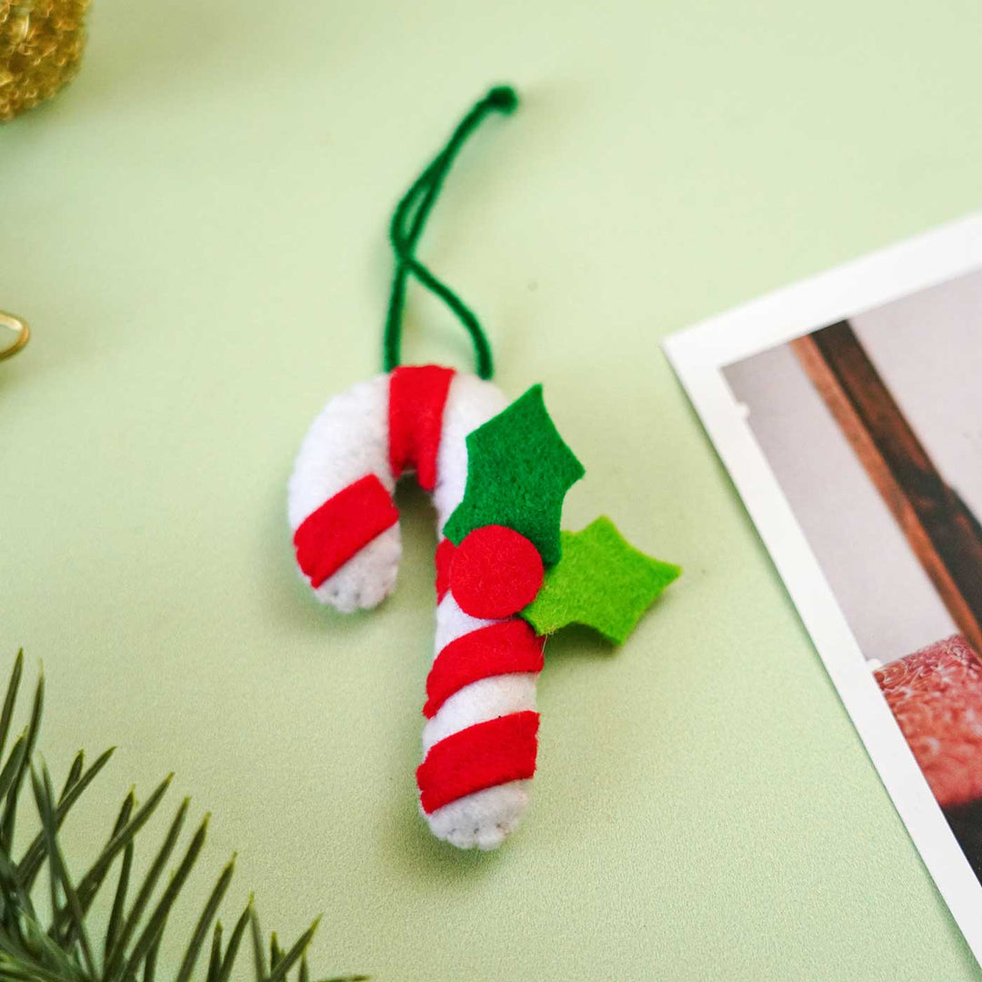 Handmade Felt Candy Cane Christmas Ornament | Set Of 2