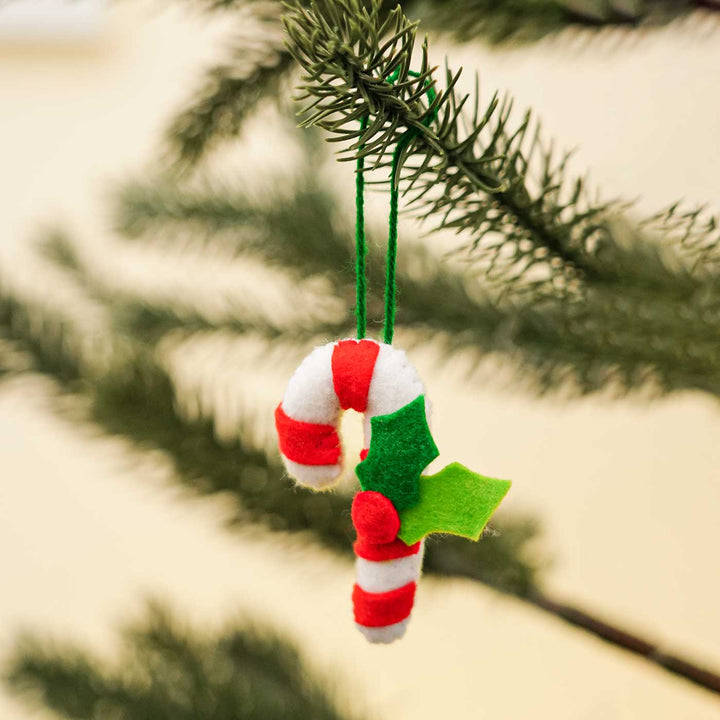 Handmade Felt Candy Cane Christmas Ornament | Set Of 2