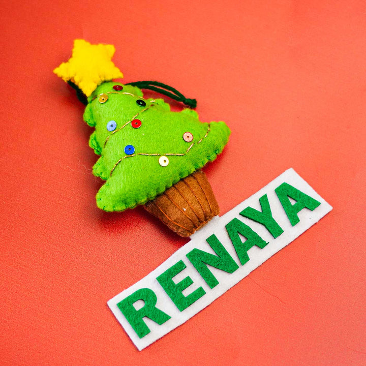 Handmade Personalized Felt Green Christmas Tree Ornament