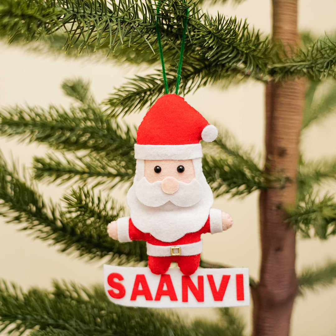 Handmade Personalized Felt Santa Face Christmas Ornament