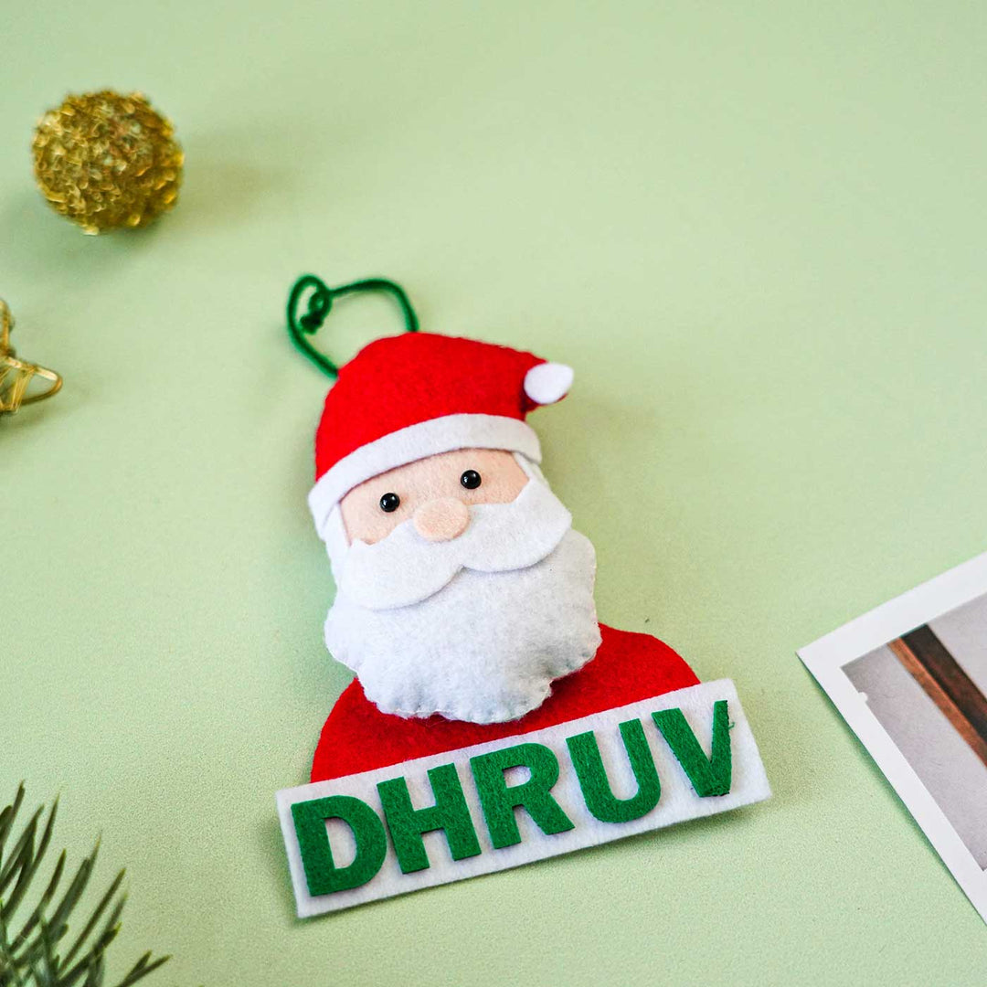 Handmade Personalized Felt Santa Face Christmas Ornament