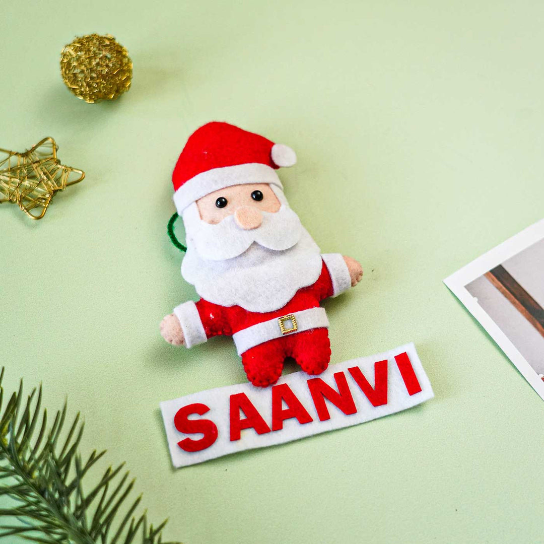 Handmade Personalized Felt Santa Face Christmas Ornament