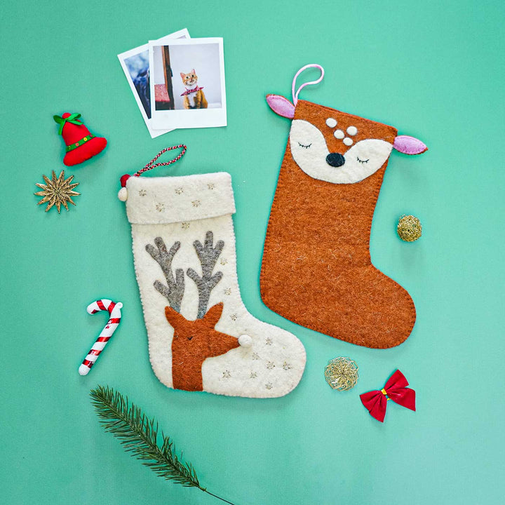 Handmade Felt Stockings For Christmas Decoration | Set Of 2